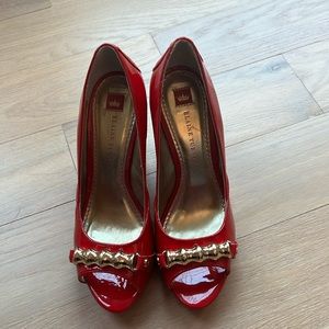 Elaine TURNER  Red PEEP TOE WITH WOVEN WEDGE